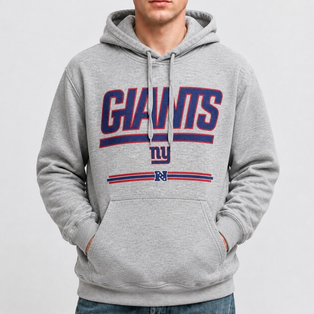 New York Giants Hoodie Gray Blue Red Graphic Mens S Sweatshirt